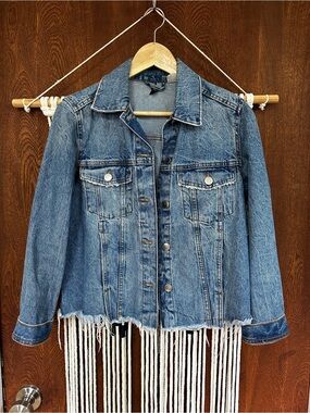 H&M Blue Distressed Denim Jacket